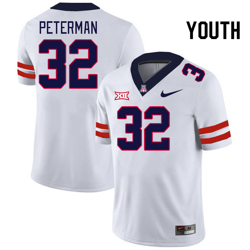 Youth #32 Cash Peterman Arizona Wildcats Big 12 Conference College Football Jerseys Stitched-White